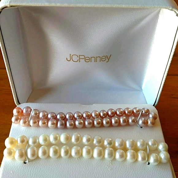 Pearl Bracelets, Fresh Water Pink & White Elastic